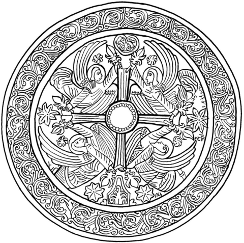 Christmas Mandala With Angels Coloring Page